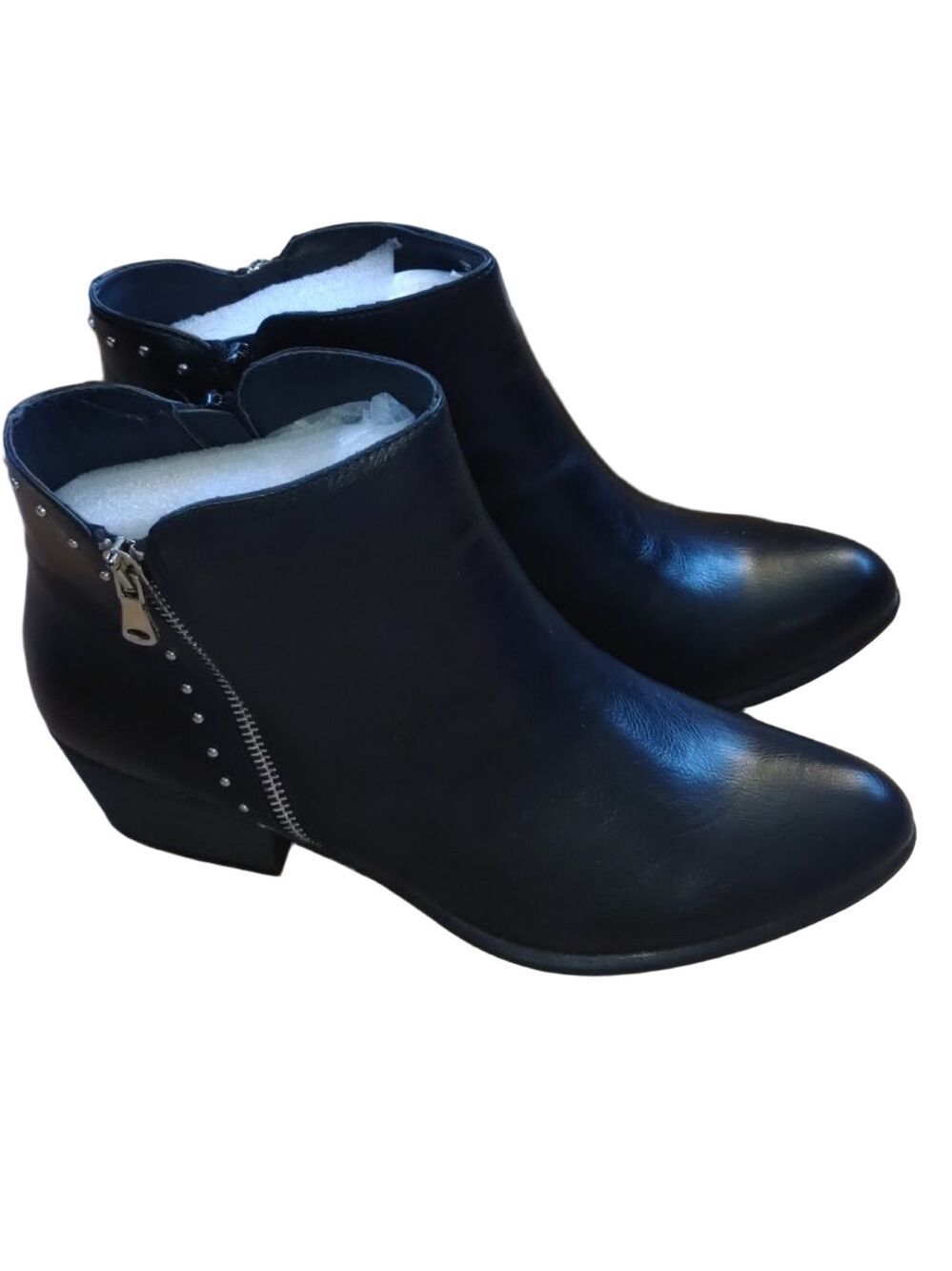 Portland Boot Co 10 Black Trudy Stud Studded Ankle Bootie Western Zip Low Heel